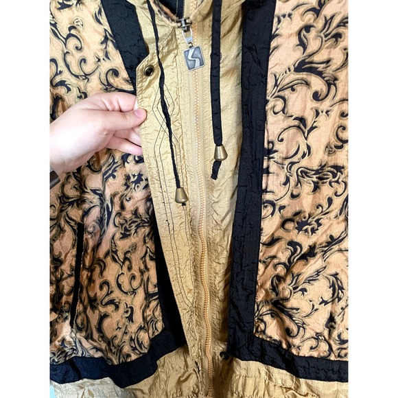 Active Stuff | VINTAGE 90s Gold and Black Windbreaker Jacket Size Medium - Picture 4 of 7